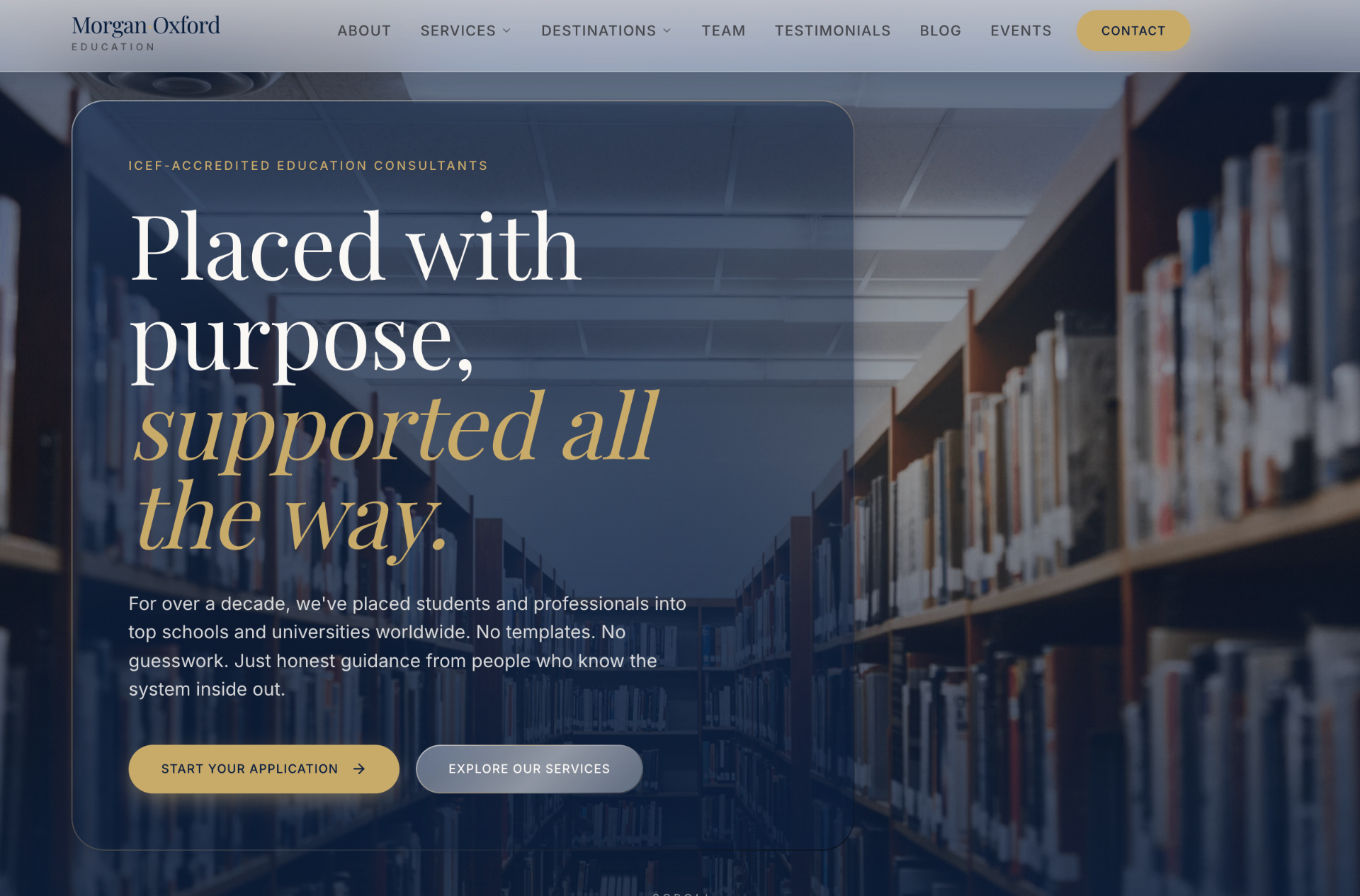 Morgan Oxford website hero — Placed with purpose, supported all the way.